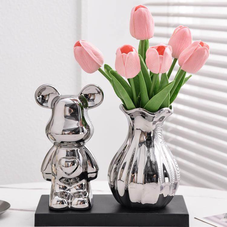 新款高档暴力熊花瓶客厅插花摆件现代家居电视酒柜花器装饰品轻奢,家居饰品,花瓶,淘宝优惠券,粉丝福利购,淘宝优惠卷
