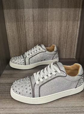 欧洲爆款CL铆钉红底鞋轻奢皮面高端时尚百搭休闲板鞋低帮系带学生