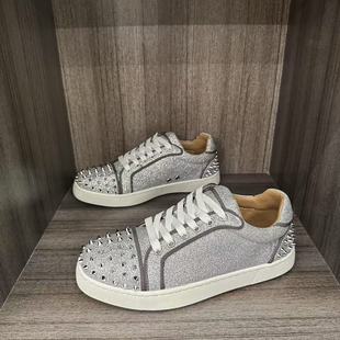 欧洲爆款CL铆钉红底鞋轻奢皮面高端时尚百搭休闲板鞋低帮系带学生