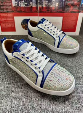 欧洲站男鞋烫钻红底鞋低帮潮流百搭休闲板鞋潮牌欧货CL学生党潮鞋