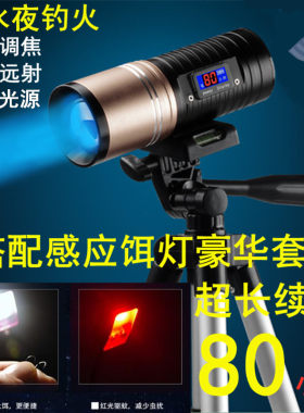 钓鱼灯夜钓灯紫光台钓超亮强光蓝光灯氙气夜光激光炮大功率手电筒