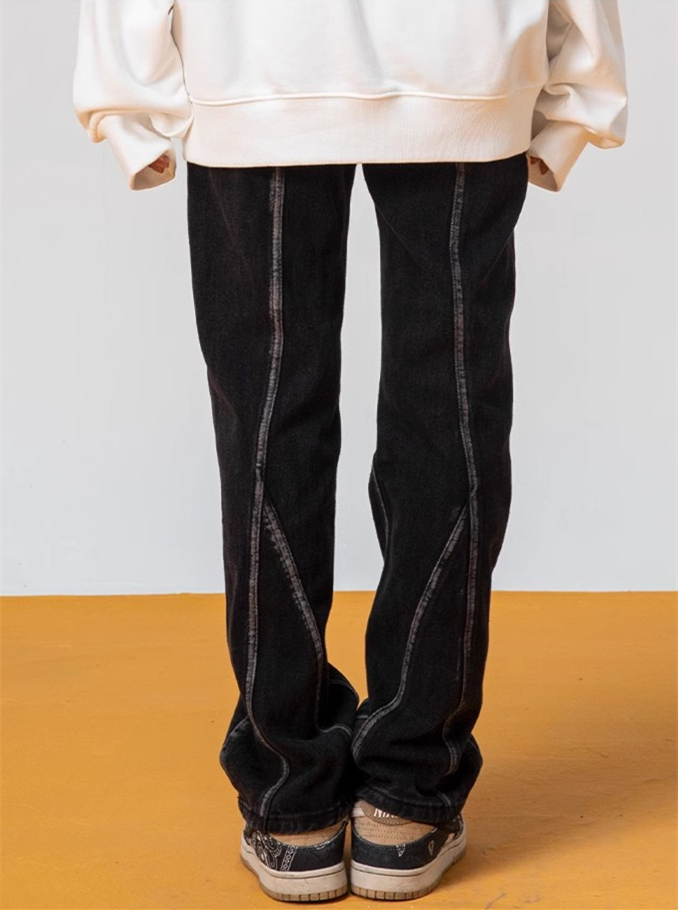 休闲设计感高街潮牌水洗长裤子