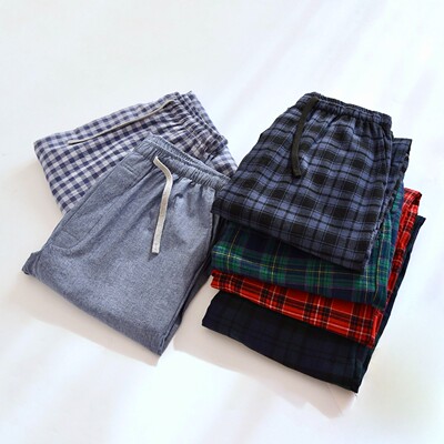 【男款有前门全棉长裤】家居纯棉色织男士双口袋可外穿睡裤239