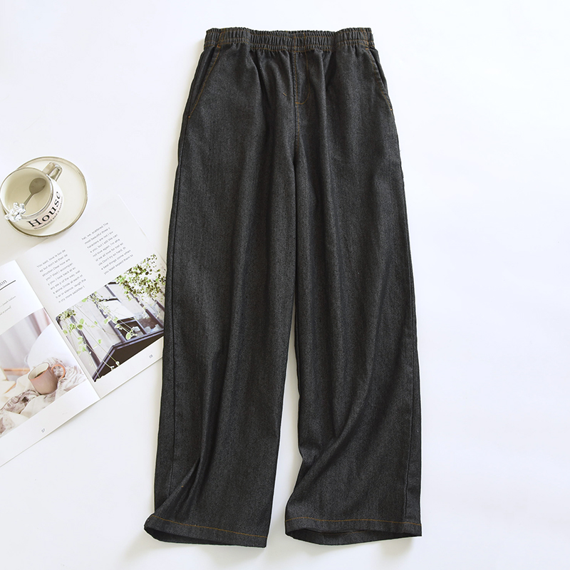 全棉牛仔裤直筒酵素水洗秋季日系休闲裤宽松九分休闲裤189