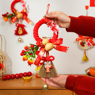 2026年新年大门挂饰吉祥圈挂件春节门把手福字寓意装饰入户门挂件