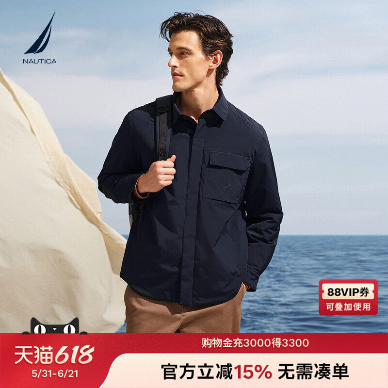NAUTICA/诺帝卡男装冬季休闲挺括衬衫版型棉服夹克JC5315