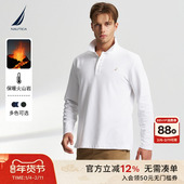 火山岩 NAUTICA 诺帝卡男装 秋冬亲肤舒适长袖 POLO衫