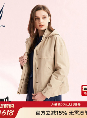 NAUTICA/诺帝卡女装春夏款三防宽松连帽短款外套41JO03