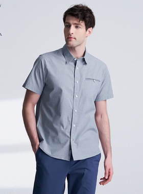 NAUTICA/诺帝卡男装夏季全棉牛津纺柔软亲肤格子短袖衬衫WO4202