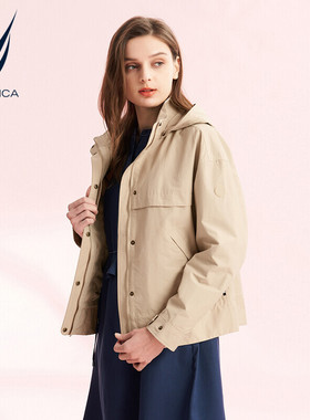 NAUTICA/诺帝卡女装春夏款三防宽松连帽短款外套41JO03