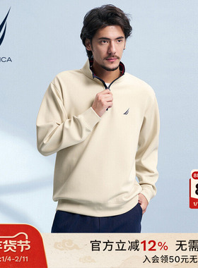 NAUTICA/诺帝卡春秋季柔软舒适半开襟立领卫衣KM4121