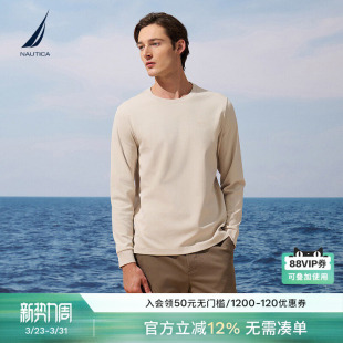火山岩保暖 圆领休闲长袖 NAUTICA 春季 T恤TO5302 诺帝卡男装