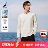 全棉磨毛柔软 NAUTICA 诺帝卡男装 25秋冬透气休闲简约长袖 T恤