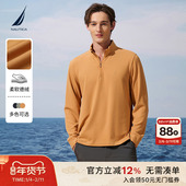 德绒保暖 NAUTICA 诺帝卡25秋冬新品 柔软半开襟立领长袖 POLO衫