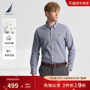 休闲衬衫 NAUTICA 亲肤柔软全棉千鸟格长袖 春秋款 WO4300 诺帝卡男装