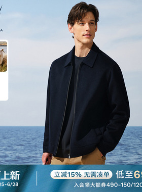 NAUTICA/诺帝卡男装春季羊毛混纺双面呢翻领夹克外套JO5404