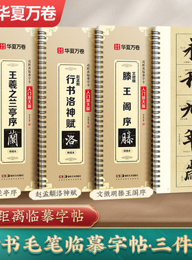 【毛笔行书】王羲之兰亭序行书字帖 赵孟俯行书洛神赋华夏万卷近距离临摹字卡字帖 文征明滕王阁序碑帖初学者道德经前后赤壁赋