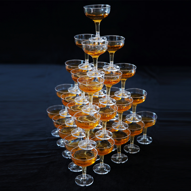 亚克力香槟杯酒吧派对婚礼年会一次性高脚杯婚庆道具香槟塔塑料杯