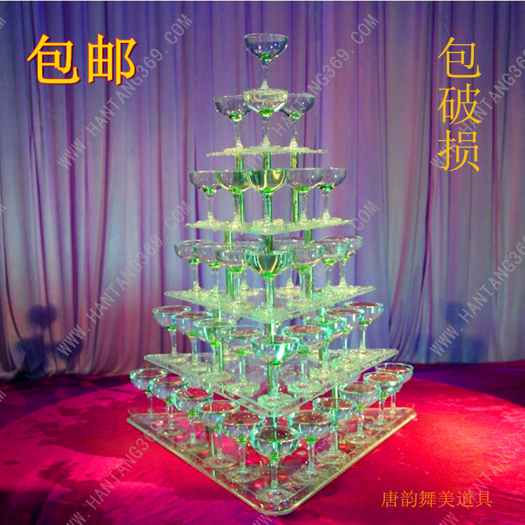 新款五层三角形香槟塔婚庆道具亚克力酒塔架香槟杯塔婚庆酒店布置