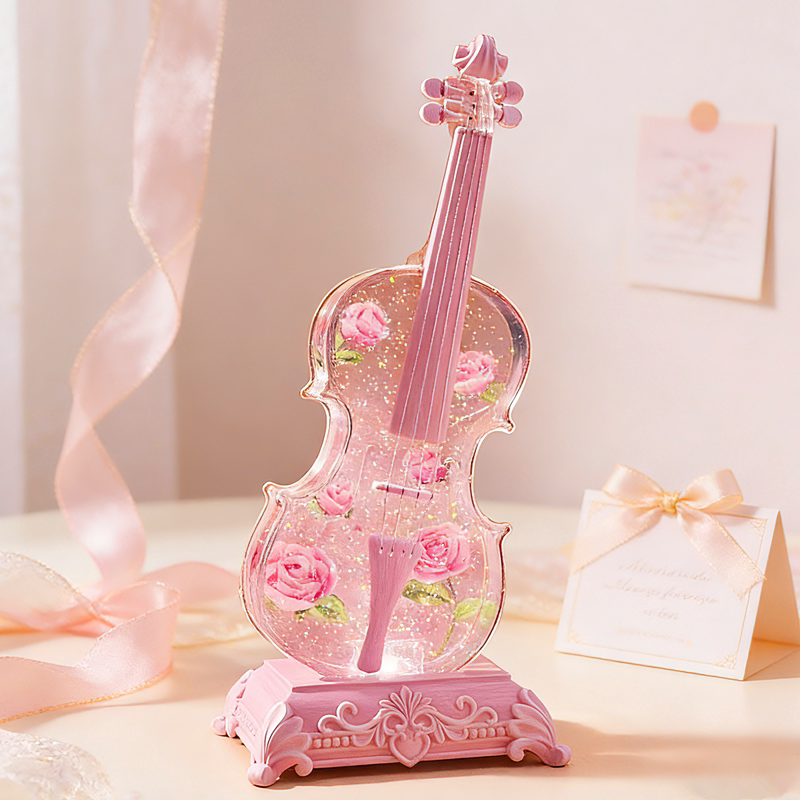 蓝牙音乐盒女生生日礼物儿童女孩水晶球摆件小提琴八音盒客厅装饰