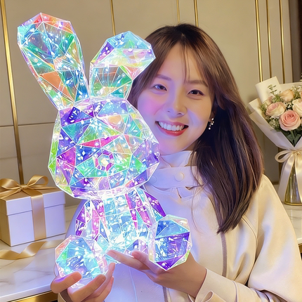 七夕情人节礼物水晶球音乐盒女孩生日女生发光兔子摆件儿童玩具