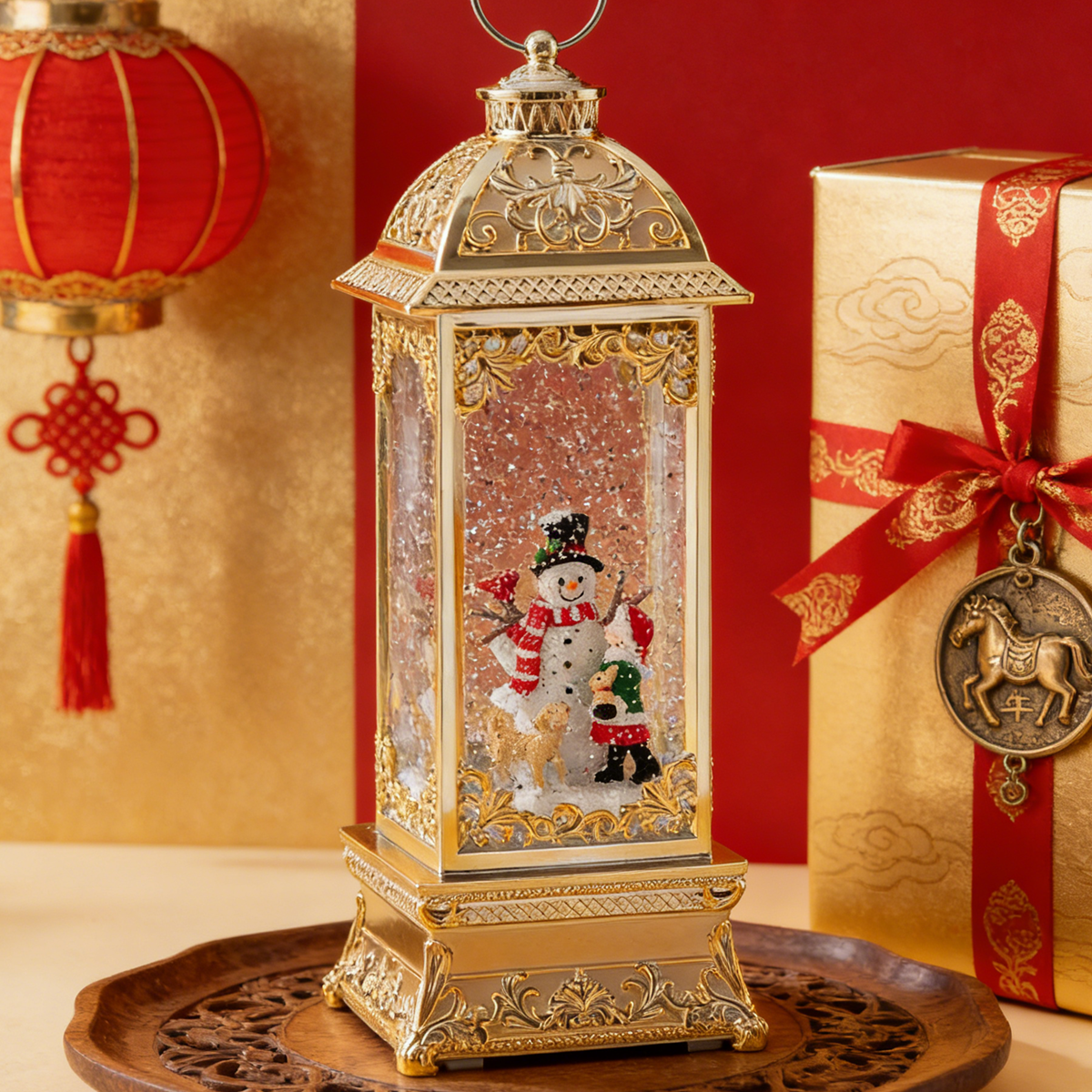 小雪人音乐盒儿童八音盒摆件飘雪女孩生日礼物圣诞下雪飘雪小夜灯