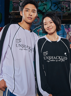 UNSHACKLED潮美式宽松网眼拼接长袖男女落肩透气运动T恤杨政原创