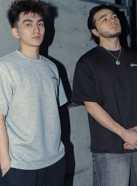 UNSHACKLED潮牌美式宽松面包格纹短袖男夏季透气圆领T恤杨政原创