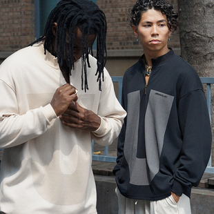 UNSHACKLED潮牌大U半拉链立领长袖美式男款秋冬卫衣宽松杨政原创