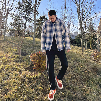 外套大衣格子翻领长袖