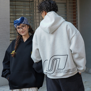 UNSHACKLED潮牌美式宽松三色基础卫衣男女秋冬重磅手握连帽衫杨政