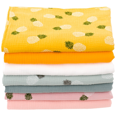 婴儿棉麻衣服手工双层纱布