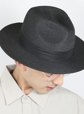 夏天绅士礼帽街舞popping巴拿马草帽男士防晒遮阳草编帽爵士帽女