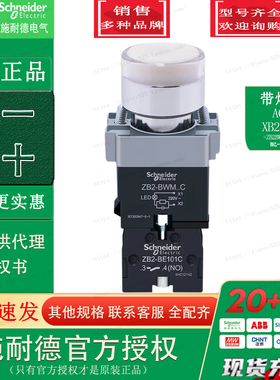 施耐德 XB2BW31M1C XB2-BW31M1C AC220V 1NO带灯按钮原装正品白色