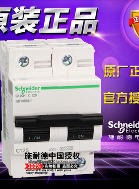 Schneider施耐德小型断路器 C120H 2P C 125A A9N19825 空气开关