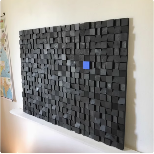 实木方块立体画纯手工画马赛克装置艺术画黑红客厅餐厅玄关装饰画图片