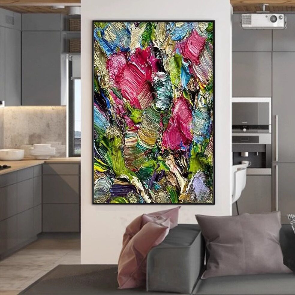 厚肌理画凹凸质感油画餐厅手绘油画挂画《雅致》现代风玄关装饰画
