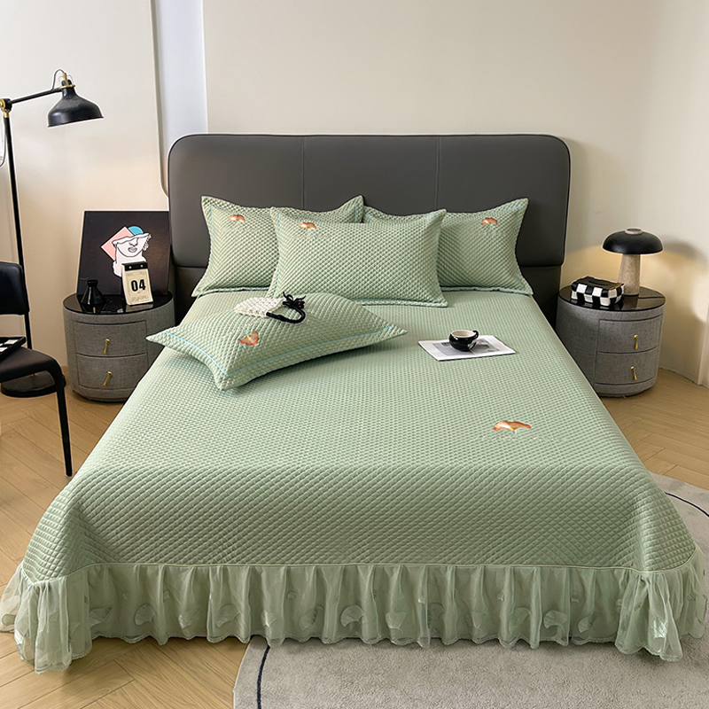 夏天凉豆豆席三件套床盖款夏季可机水洗冰丝凉席加厚高端空调软席