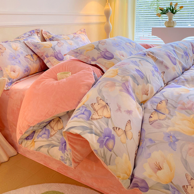 秋冬一面全棉加绒被套单件A纯棉B海藻绒单面绒珊瑚牛奶绒保暖床品