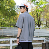 2025年夏季新款拼接凉感冰丝成衣男女潮流宽松百搭薄款上衣，商品下架区，奇怪漫猴工厂店