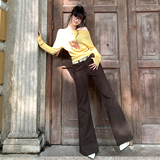 美式复古微喇牛仔长裤秋冬舒适百搭修身显瘦垂感拖地慵懒风日常，女装休闲裤，奇怪漫猴工厂店