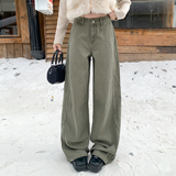 美式复古新款秋冬拖地弯刀裤长裤慵懒风宽松休闲显瘦垂感舒适，女装休闲裤，奇怪漫猴工厂店