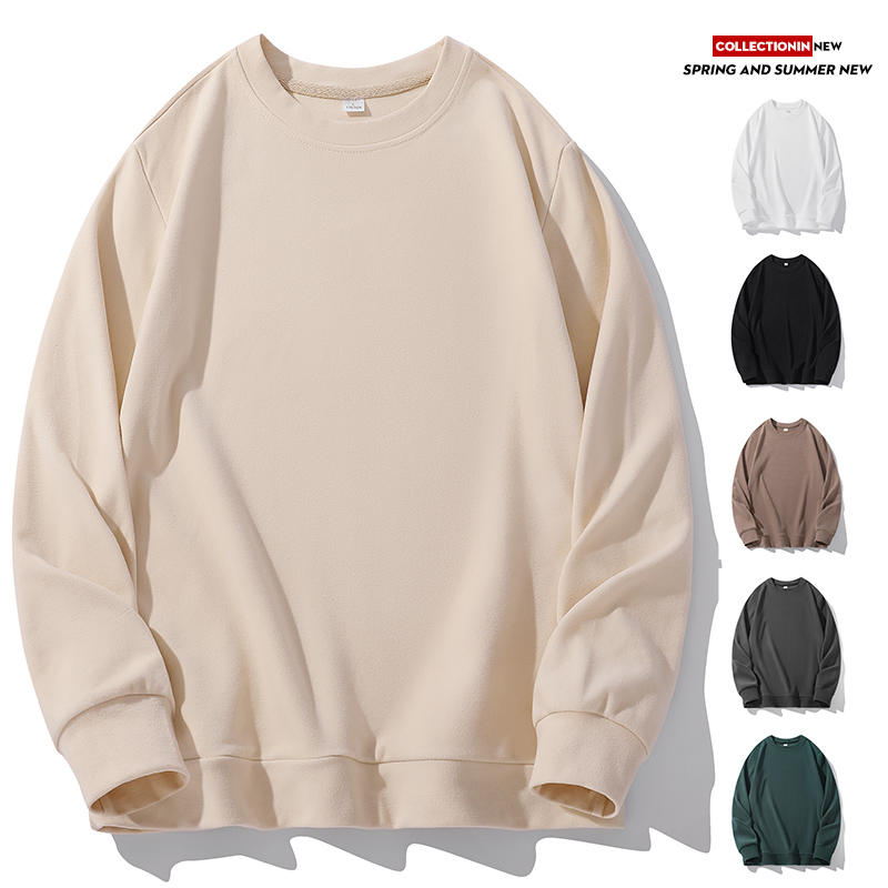 德绒卫衣男士圆领加绒保暖打底衫厚款简约长袖t恤内搭自发热二开，男装卫衣，奇怪漫猴工厂店