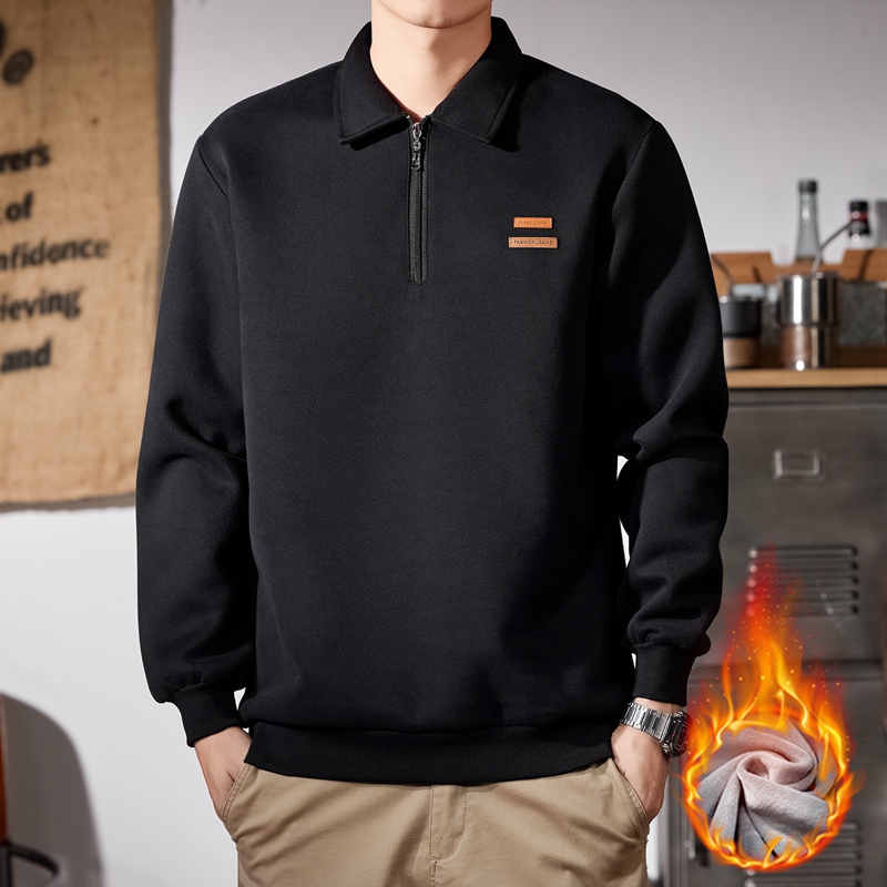 翻领加绒加厚长袖POLO衫3303#加绒款，男装T恤，奇怪漫猴工厂店
