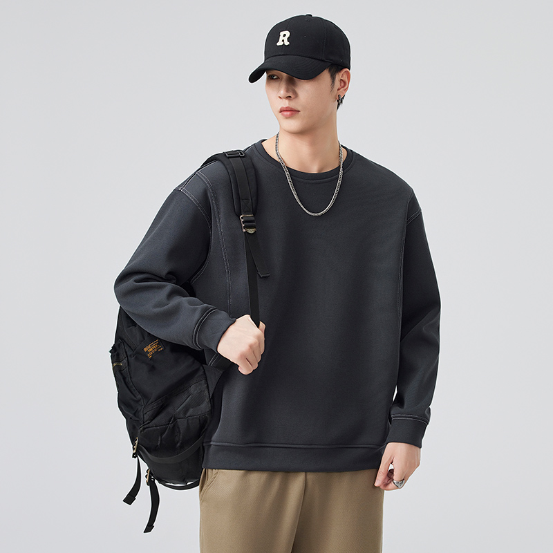 男士重磅360g提花肌理纹卫衣圆领，男装卫衣，奇怪漫猴工厂店