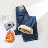 复古加绒弯刀阔腿牛仔裤女2025秋冬保暖宽松高腰垂感百搭拖地裤,女装休闲裤,奇怪漫猴工厂店, 复古加绒弯刀阔腿牛仔裤女2025秋冬保暖宽松高腰垂感百搭拖地裤,女装休闲裤,奇怪漫猴工厂店,