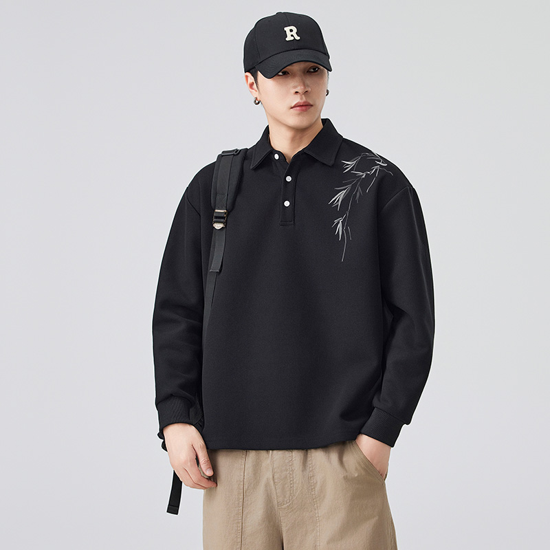 爆版风男士翻领长袖POLO衫卫衣T恤，男装T恤，奇怪漫猴工厂店