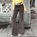 美式复古微喇牛仔长裤秋冬加绒保暖舒适百搭修身显瘦垂感拖地慵懒，女装休闲裤，奇怪漫猴工厂店