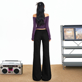 美式复古纯色加绒保暖拖地垂感百搭舒适修身显瘦长裤秋冬新款，女装休闲裤，奇怪漫猴工厂店