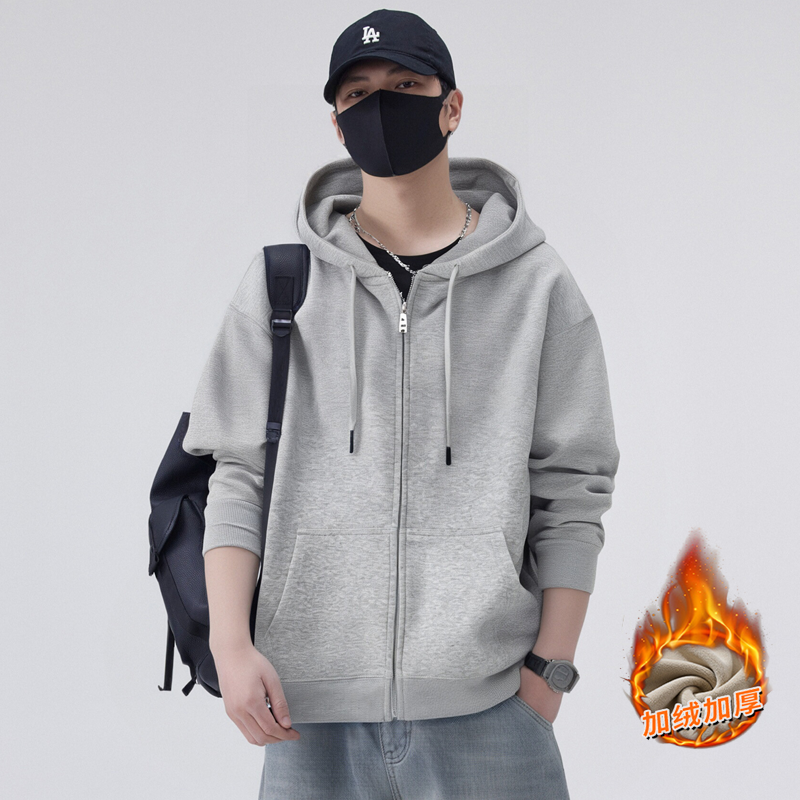 爆版加绒加厚开衫连帽卫衣男冬季百搭休闲拉链帽衫外套，男装卫衣，奇怪漫猴工厂店